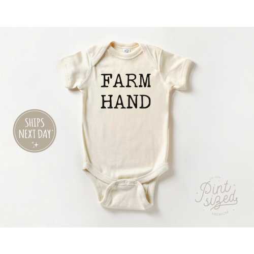 Farm Hand Baby Onesie® - Minimalist Farm Natural Bodysuit - Country Baby Onesie®