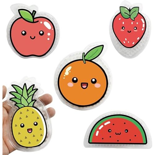 Boo Boo Ice Packs for Kids, Cartoon Gel Bead Ice Packs - Reusable Hot/Cold Compress, Soothing Relief for Bumps & Bruises Hot Cold Therapy Gel Pack Pineapple Gift (5 Fruit)