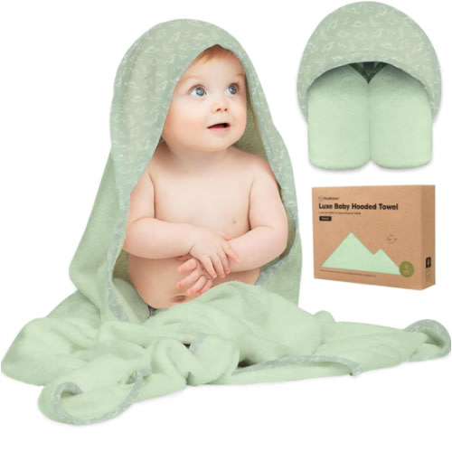 KeaBabies Hooded Baby Towel for Newborn - Viscose Derived from Bamboo Large Baby Bath Towels with Hood for Boys, Girls, Toddler, Extra Absorbent & Soft Newborn Bath Essentials (Dinos)