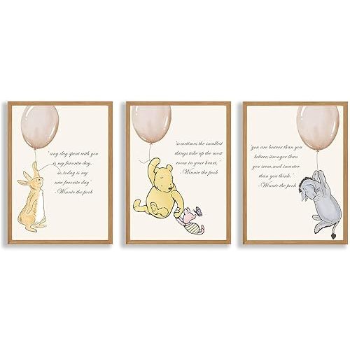 3PCS Winnie Poster Decorations-Baby Room Decorations-Baby Nursary Stuff Winnie Nursery Decor Posters Wall Decor, Pooh Baby Shower Decor, Winnie the Pooh Room Decor, Classic Winnie the Pooh Decor