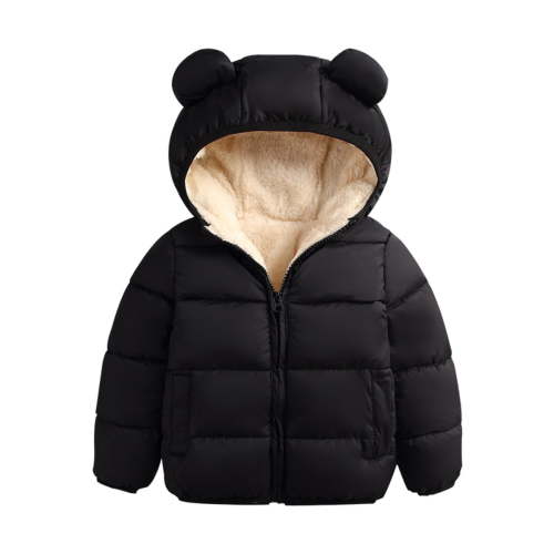 Qtinghua Toddler Baby Boy Girl Hooded Coat Cute Ear Long Sleeve Zipper Jacket Winter Warm Outerwear Tops Black 3-6 Months