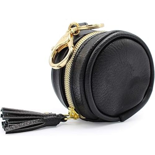 Itzy Ritzy Pacifier Holder Case with Clip - Pacifier Case Includes Clasp to Easily Attach to a Diaper Bag or Purse, Measures 2.5" in Diameter and Holds 2 Pacifiers (Black)