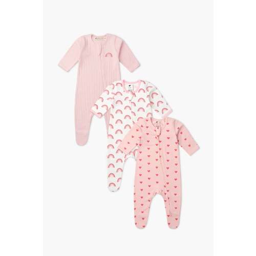 3-Pack Zipper One-Piece_Pink Hearts
