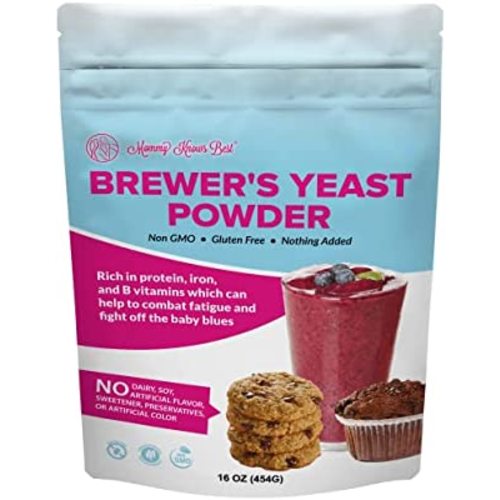 Mommy Knows Best Brewers Yeast Powder for Lactation Brewer's Yeast for Breastfeeding Mothers - Mild Nutty Flavored Unsweetened and Debittered - 1 lb