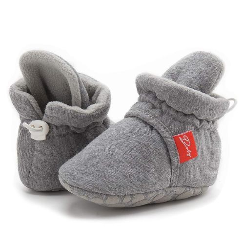 Sawimlgy Newborn Infant Baby Girl Boy Cotton Booties Stay On Sock Slippers Soft Bedroom Shoes Non-Skid Ankle Boots With Grippers Toddler Crib Warm Shoe First Walker Birthday Shower
