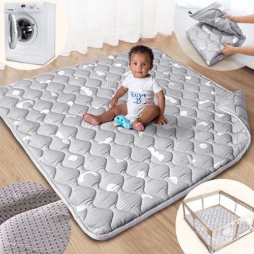 Beavtaens Baby Play Mat for Floor, Fits 50x50 Playpen, Super Soft, Non-Slip, for Ages 0-4 (Gray)