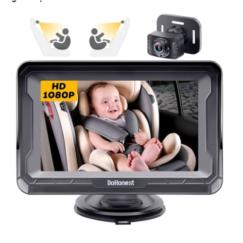 DoHonest Baby Car Camera HD 1080P - Rear-Facing Car Baby Monitor with Night Vision, Adjustable View Angle, Easy Setup, Anti-Glare Display, Safety for Kids & Infants