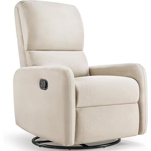 Jocisland Swivel Glider Rocking Recliner Chair for Adults, Nursery Rocker Reclining, Comfy Upholstered Single Sofa Armchair for Living Room Bedroom Nursing, Linen Beige