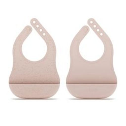Lalo 2pk Silicone Bibs - Grapefruit