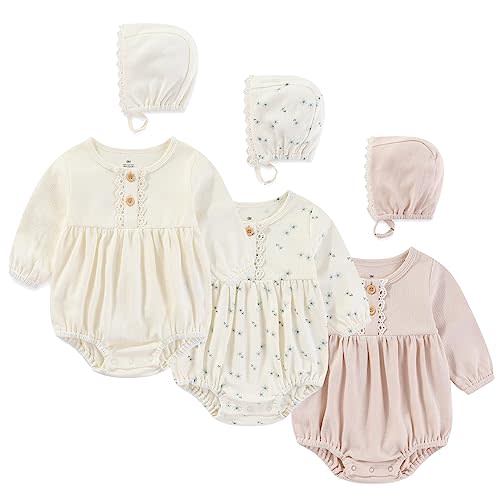 Ecojoy Newborn Baby Girl Bodysuit Suit Baby Clothes Long Sleeve 3 Outfit Bundle Mix Match