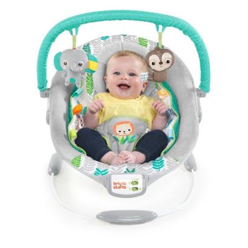Bright Starts Jungle Vines Comfy Baby Bouncer With Vibrating Infant Seat & Taggies