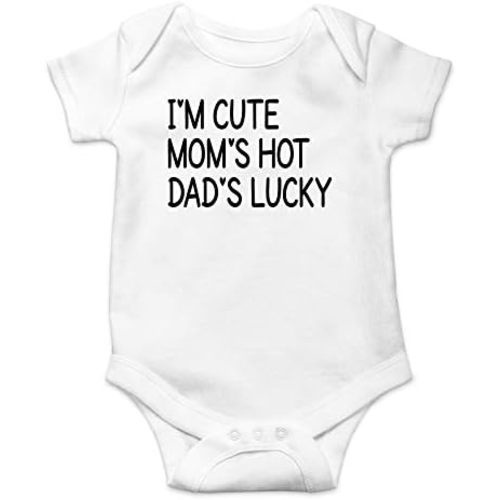 Witty Fashions I'm Cute Mom's Hot Dad's Lucky - Funny Romper for New Parents -Infant Baby Bodysuit