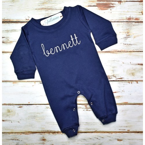 Baby Boy Coming Home Outfit, Monogrammed Romper, Personalized Baby Gift, Monogrammed Sleeper, Newborn Pictures