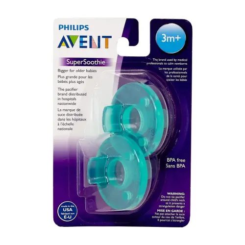 Philips Avent Super Soothie Pacifier, Green, 3+ months, 2 Pack, SCF192/05