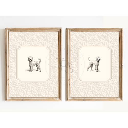 Dog Vintage Print Nursery Decor • Goldendoodle • Labradoodle Printable Wall Art • Pastel Floral • Nursery Wall Grandmilennial Art Girl Boy