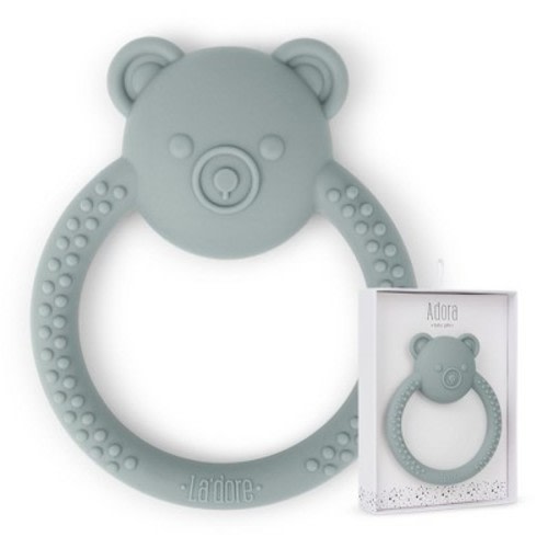 Silicone Bear Teething Toys - Cute Animal-Shaped Teething Relief for 0-6 Months, Easy to Clean Teether Ring - Newborn Essentials, Color: Graphite