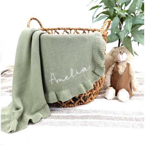 Baby blanket /Gift Baby Blanket/Soft Custom Personalized baby blanket / Embroidered Knitted Baby Blanket / Soft Custom Baby Shower Gift