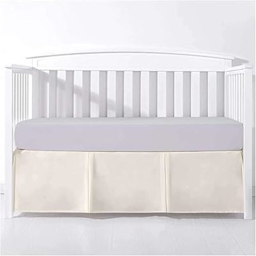 Ivory Pleated Crib Bed Skirt, Crib Bed Skirt 28” x 52” with 14” Drop, Pleated Crib Bed Skirt, 100 Microfiber, Nursury Standard Crib Bedding Toddler Bedskirt for Baby Boys or Baby Girls