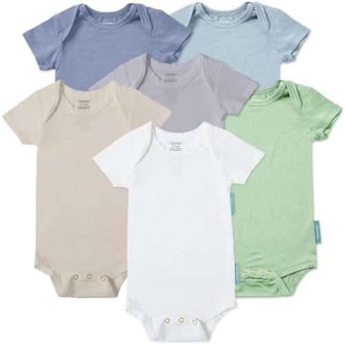 Supersoft Short Sleeve Baby Bodysuits, Premium Bamboo Rayon Bodysuits Unisex Boy Girl White Bodysuit 6-pack