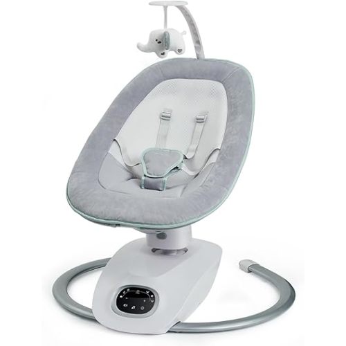 Momcozy CocoSway Baby Swing for Infants to Toddler, 3D-Motion Electric Baby Swing with 6 Motions & 4-Speeds, Remote Control, Infant Swing with 8 Preset Lullabies for Baby Boy Girl Up to 20 lbs