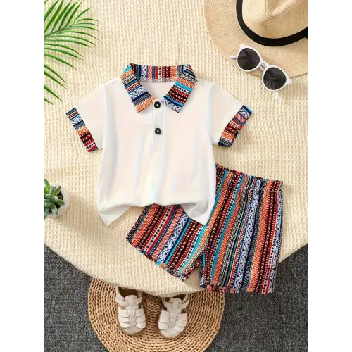 baby boy ethnic style summer short sleeved lapel shirt - Temu