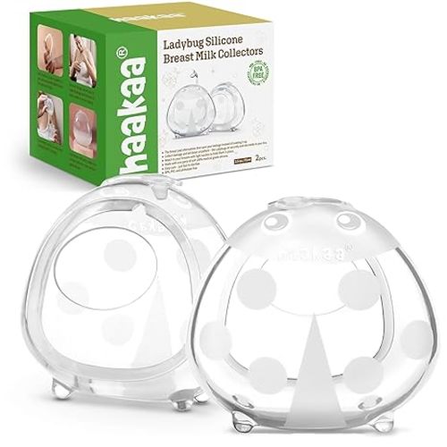 Haakaa Ladybug Breast Milk Collector - Reusable Breast Shields, Wearable Silicone Milk Catcher for Breastfeeding Moms, Protects & Soothes Sore Nipples, 75ml(2pcs)