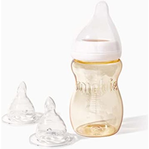Minbie 3 Month+ Breastfeeding Baby Bottle, BPA-Free Kit
