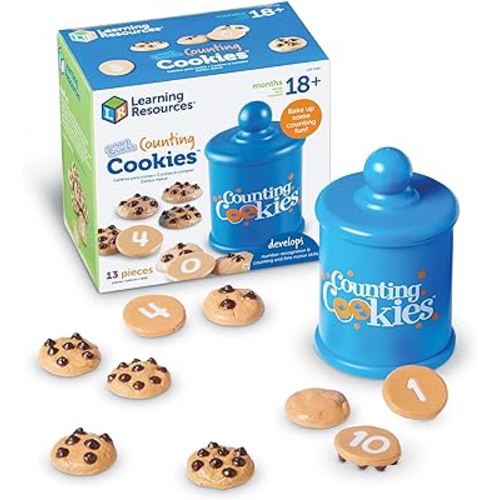 Learning Resources Smart Counting Cookies - 13 Pieces, Ages 18+ Months Toddler Counting & Sorting Skills, Toddler Math Learning Toys, Play Food for Toddlers, Chocolate Chip Cookies