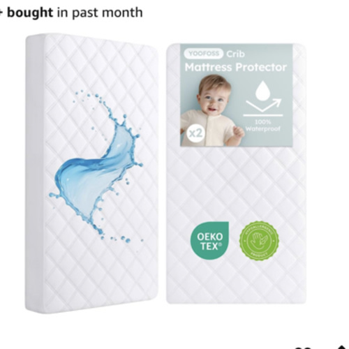 Yoofoss Waterproof Crib Mattress Protector 2 Pack, Quilted Crib Mattress Pad Cover Ultra Soft and Breathable, Machine Washable Toddler Mattress Protector for Standard Baby Crib Size 52''x28''