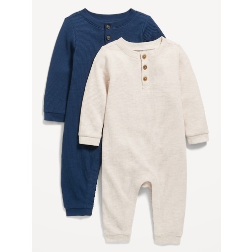 Long-Sleeve Thermal-Knit Henley One-Piece 2-Pack for Baby - Size 12-18 months