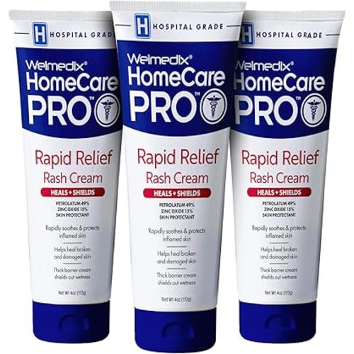 Rapid Relief Diaper Rash Cream with Zinc Oxide, Hospital Grade Barrier Cream for Adults, and Babies with Fragile or Sensitive Skin (4oz Tube, Pack of 3)