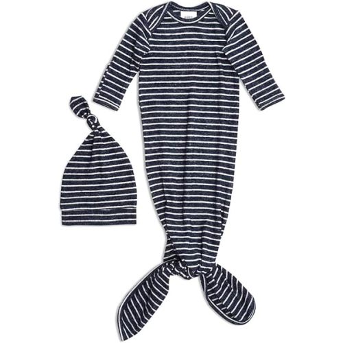 aden + anais Snuggle Knit Knotted Newborn Baby Gown & Hat, Navy