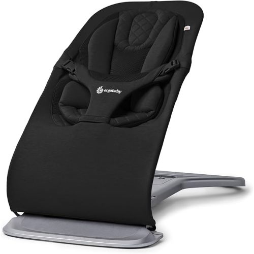Ergobaby Evolve 3-in-1 Bouncer, Adjustable Multi Position Baby Bouncer Seat, Fits Newborn to Toddler, Onyx Black
