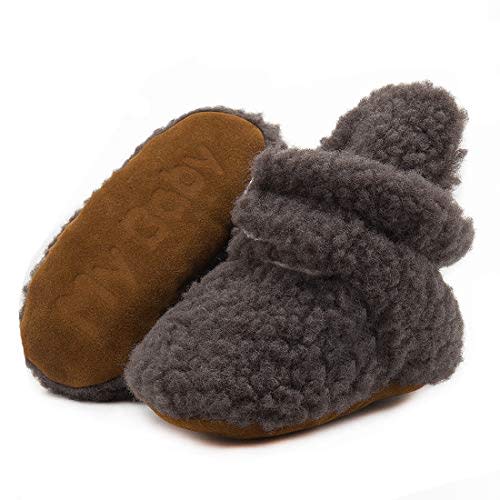 ohsofy Newborn Baby Cotton Booties Stay On Slipper Winter Warm Soft Shoes Non-Skid Infant Ankle Boots Crib Shoes