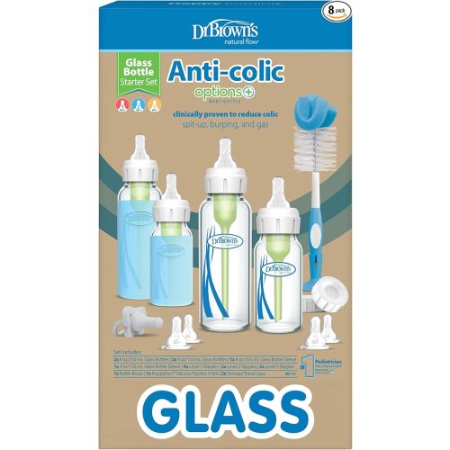 Dr. Brown’s Natural Flow Anti-Colic Options+ Narrow Glass Bottle Starter Set