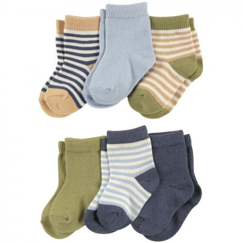 Touched by Nature Baby Boy Organic Cotton Socks, Boy Stripes, 0-6 Months