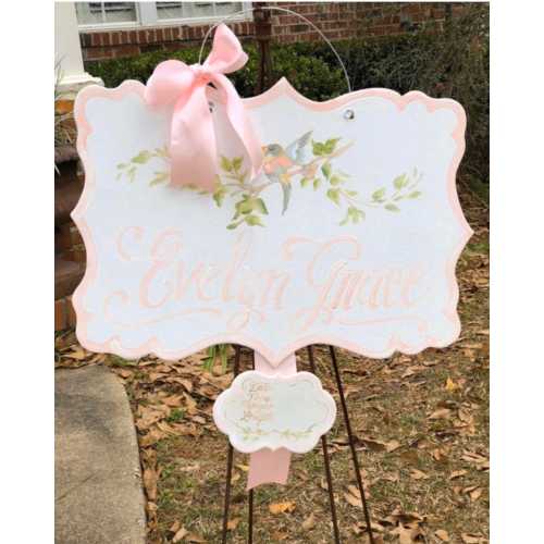 Personalized Baby Bird Nursery Door Hanger: Hospital Announcement
