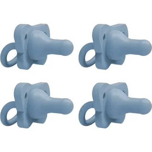 Dr. Brown's HappyPaci 100% Silicone Baby Pacifier, Contoured One-Piece Design, Blue, 0-6m, BPA-Free, 4 Pack