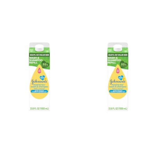 Johnson's Head-To-Toe Gentle Baby Body Wash & Shampoo, Tear-Free, Sulfate-Free & Hypoallergenic Wash & Shampoo for Baby's Sensitive Skin & Hair, Value Size Baby Wash Refill, 33.8 fl. oz (Pack of 2)