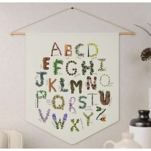 Alphabet wall hanging with botanical theme