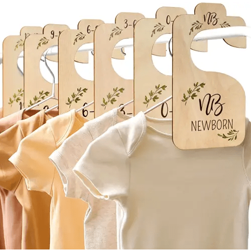 Beautiful Wooden Baby Closet Dividers for Clothes - Double-Sided Organizer from Newborn to 24 Months - Adorable Nursery Decor Hanger Dividers Easily Organize Your Little Baby Girls or Boys Room
