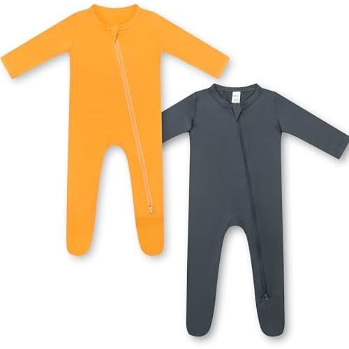 HAPIU Rayon from Bamboo Baby Footed Pajamas, 2 Way Zipper YKK, Footie for Baby Boy Girls, Newborn-24 Months