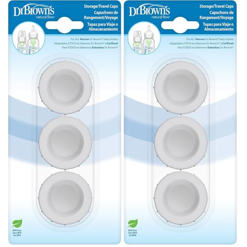 Dr. Brown's Replacement Travel Caps for Dr. Brown's Original, Options, and Options+ Baby Bottles, 3 Count (Pack of 2)