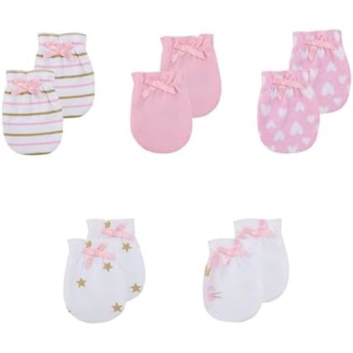 5 Pack Unisex New Born Boy Girls No Scratch Mittens Cotton Soft Baby Gloves Accessory 0-3 Months Infant Essentials