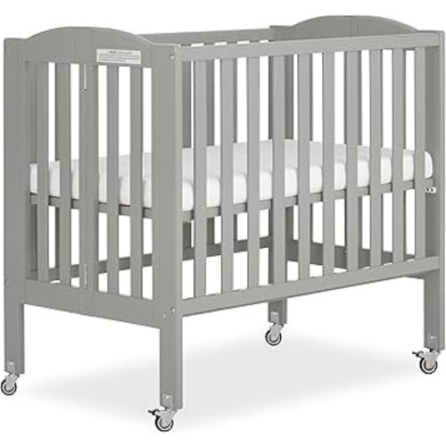 Dream On Me 2 in 1 Folding Portable Crib in Cool Grey, Greenguard Gold Certified , 40x26x38 Inch (Pack of 1)