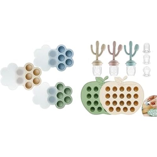 PandaEar 5 Pack Baby Food Freezer Tray & 3 Pack Baby Feeder Pacifier