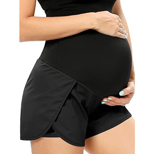 POSHGLAM Women‘s Maternity Shorts Over Belly Workout Running Casual Summer Pregnancy Shorts