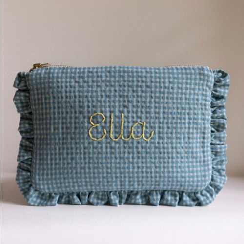 Zipped pouch - Vichy Blue Froufrou – Noa de Cajou