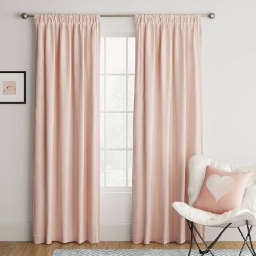 42"x84" Room Darkening Heathered Window Curtain Panel Pink - Room Essentials™: Noise Reduction, Uv Protection, Thermal Insulated