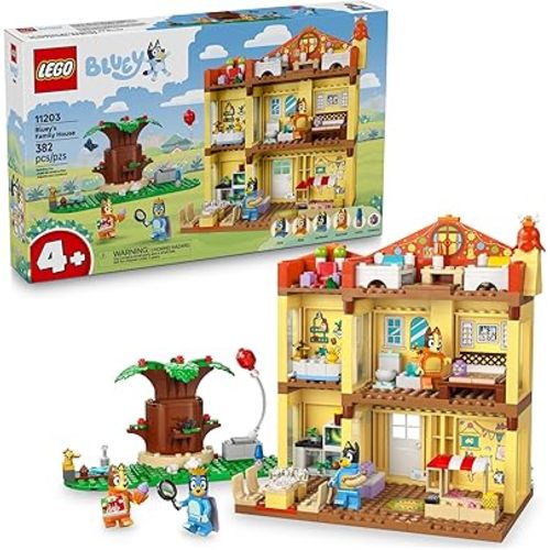 LEGO Bluey: Bluey’s Family House - Toddler Toy for 4 Year Old Boys and Girls - House Playset Includes Bluey and 5 Popular Characters - Great Birthday Gift Idea for Preschoolers - 11203